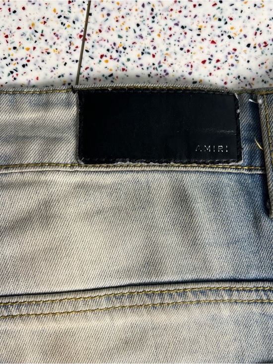 AMIRI Men’s Light Blue Denim Jeans with Distressing Patchwork Bandana Size 40 - Picture 7 of 13